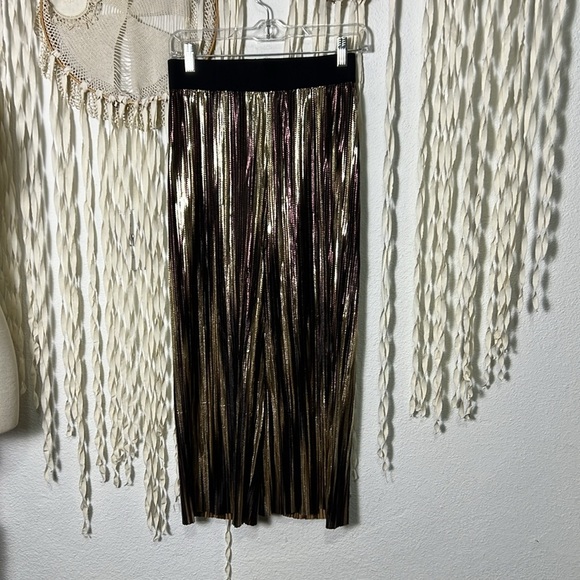 Alice + Olivia NWOT Elba Cropped Wide Leg Pant Size XS in Brown and Gold - Picture 2 of 10